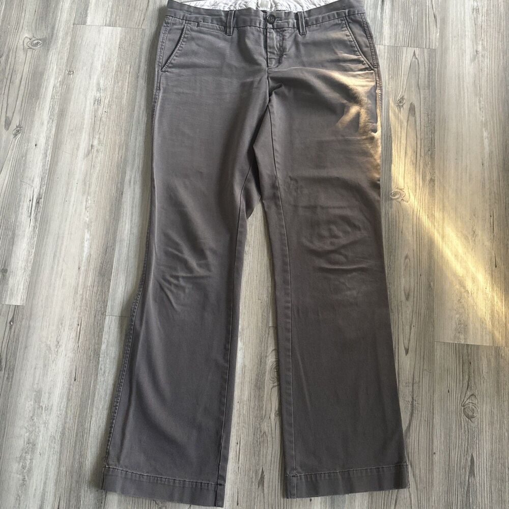 Banana Republic Gray Weekend Chino Wide Leg Cargo Khaki Pants Stretch Size 6